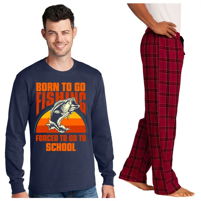 Funny Born To Go Fishing Bass Fish Fisherman Boy Long Sleeve Pajama Set