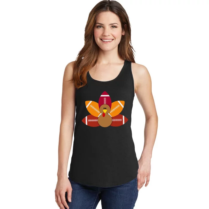 Funny Baby Turkey And Football Balls Sport Lovers Ladies Essential Tank