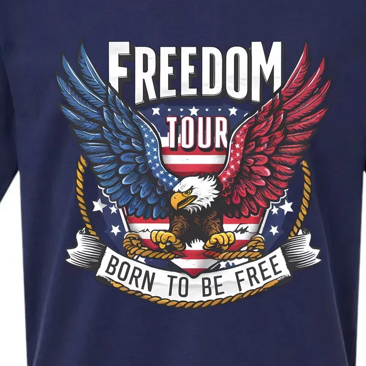 Freedom Born To Be Free Patriotic Eagle 4th Of July Sueded Cloud Jersey T-Shirt