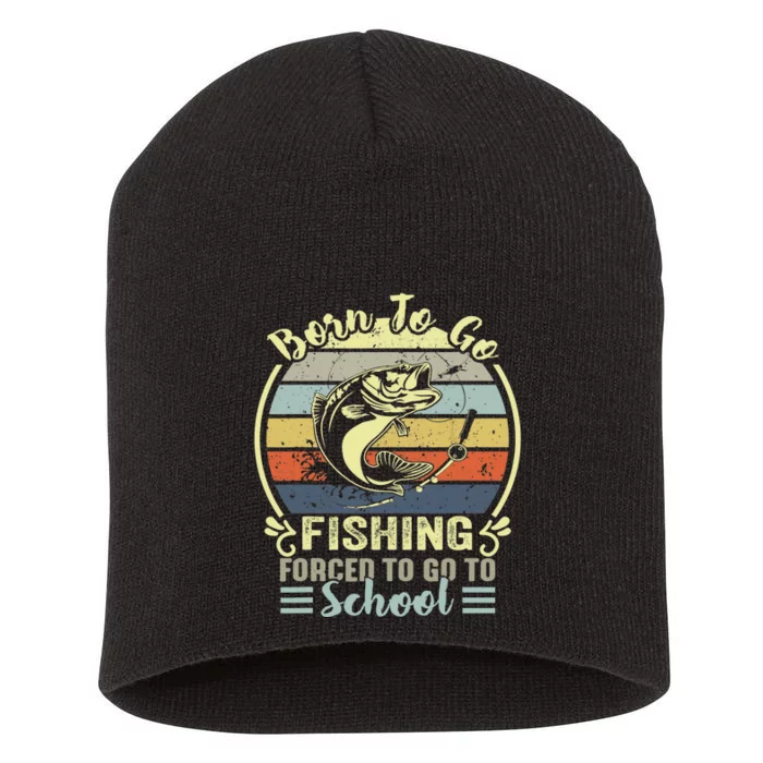 Funny Born To Go Fishing Bass Fish Fisherman Short Acrylic Beanie