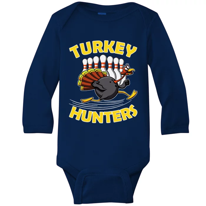 Funny Bowling Turkey Hunters Baby Long Sleeve Bodysuit