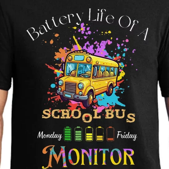 Funny Back To School Battery Life Of A School Bus Monitor Pajama Set