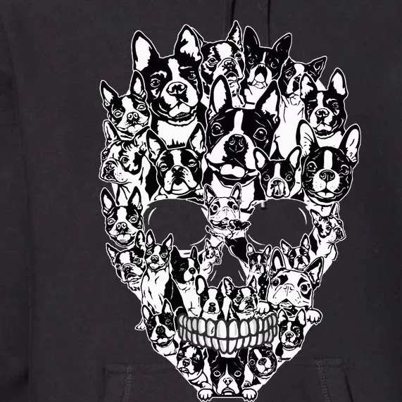 Funny Boston Terrier Skull Dog Skeleton Halloween Premium Hoodie