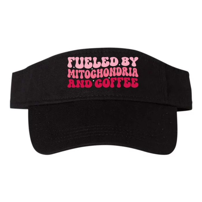 Funny Biology Teacher Science Fueled By Mitochondria Coffee Valucap Bio-Washed Visor