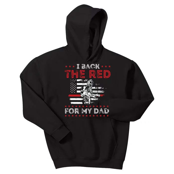 Firefighter Back The Red For My Dad Is A Daughter Son Kids Hoodie