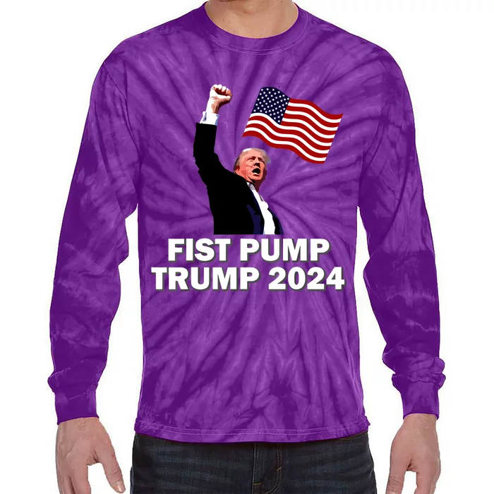 Fist Bump Trump 2024 Tie-Dye Long Sleeve Shirt