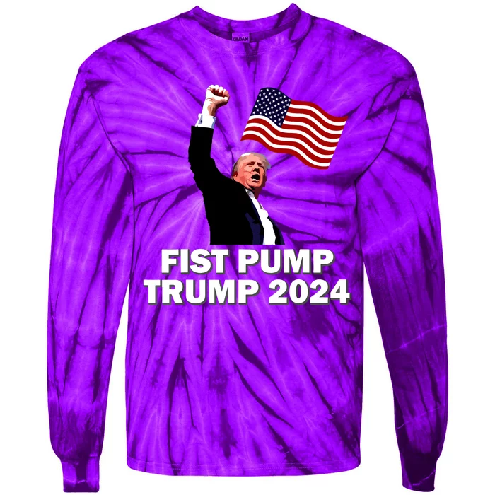 Fist Bump Trump 2024 Tie-Dye Long Sleeve Shirt