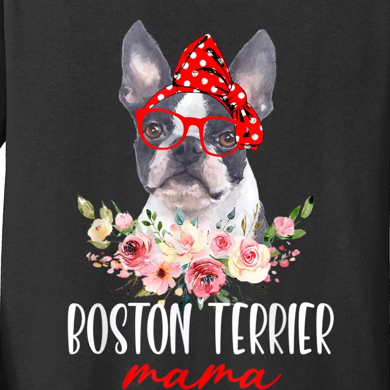 Funny Boston Terrier Mom Dog Lovers Mothers Day Gifts Kids Long Sleeve Shirt