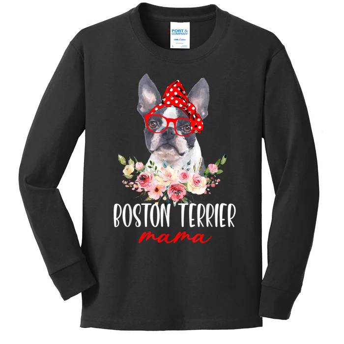 Funny Boston Terrier Mom Dog Lovers Mothers Day Gifts Kids Long Sleeve Shirt