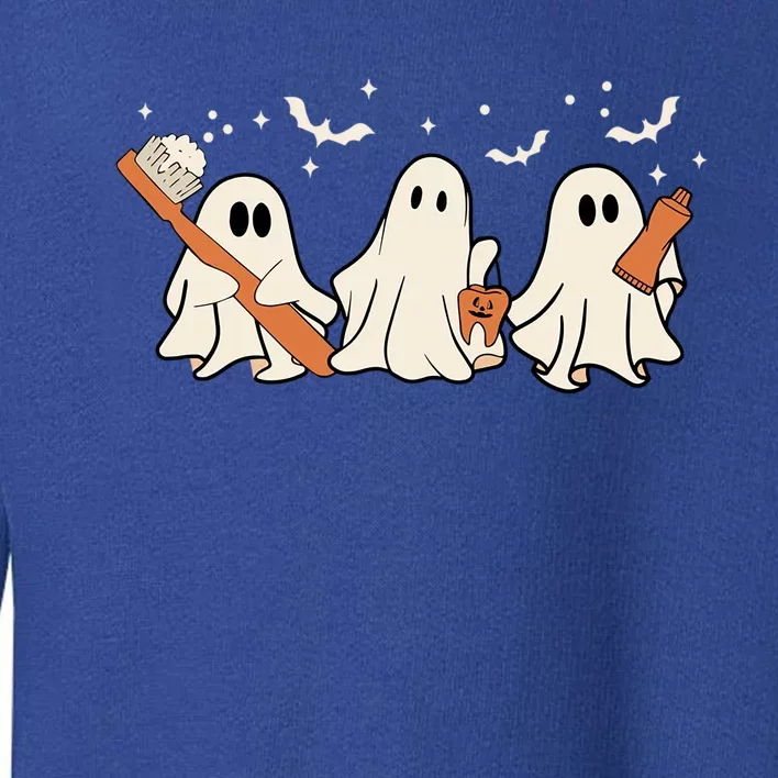 Funny Boo Teeth Toothbrush Retro Pumpkin Halloween Dentist Gift Toddler Sweatshirt