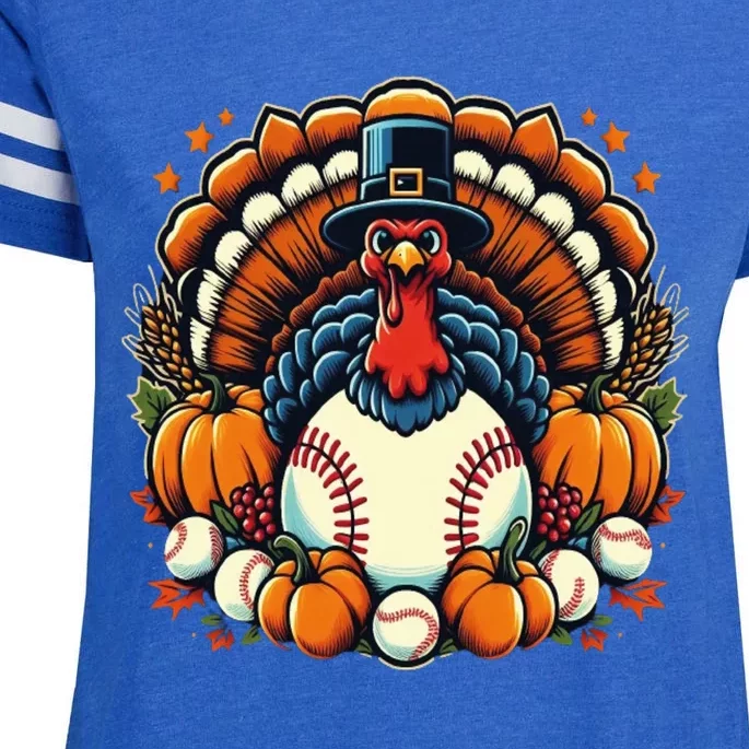 Funny Baseball Turkey Thanksgiving Mom Meaningful Gift Enza Ladies Jersey Football T-Shirt