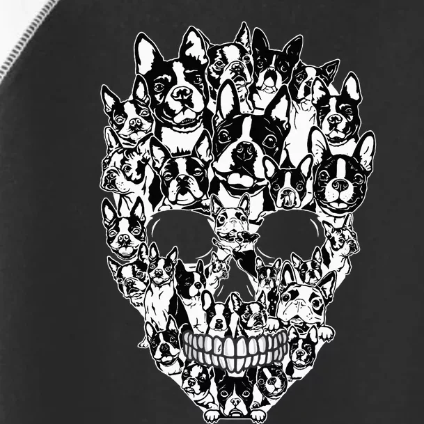 Funny Boston Terrier Skull Dog Skeleton Halloween Toddler Fine Jersey T-Shirt