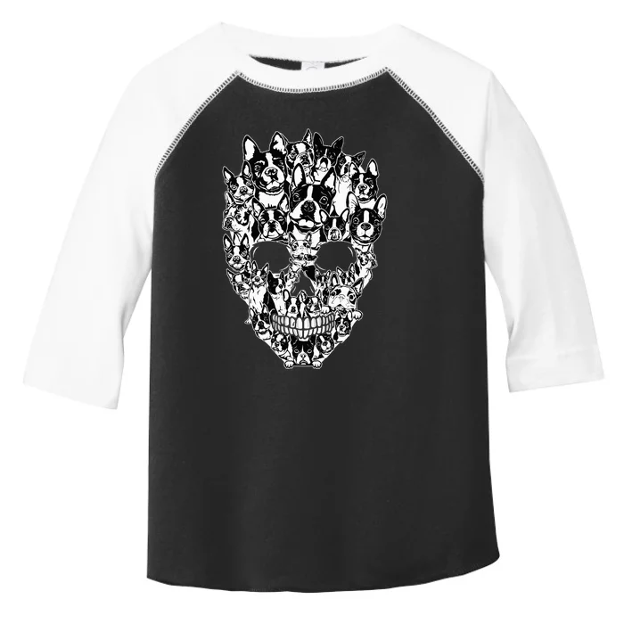 Funny Boston Terrier Skull Dog Skeleton Halloween Toddler Fine Jersey T-Shirt