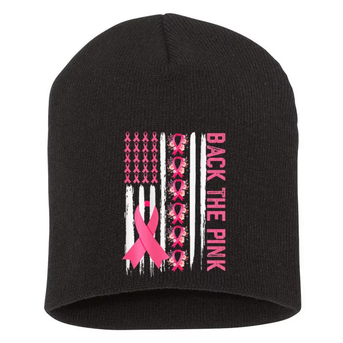 Flag Back The Pink Breast Cancer Awareness Short Acrylic Beanie