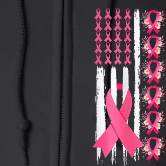 Flag Back The Pink Breast Cancer Awareness Full Zip Hoodie