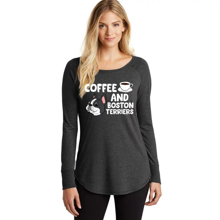 Funny Boston Terrier Lover Coffee And Boston Terriers Women's Perfect Tri Tunic Long Sleeve Shirt