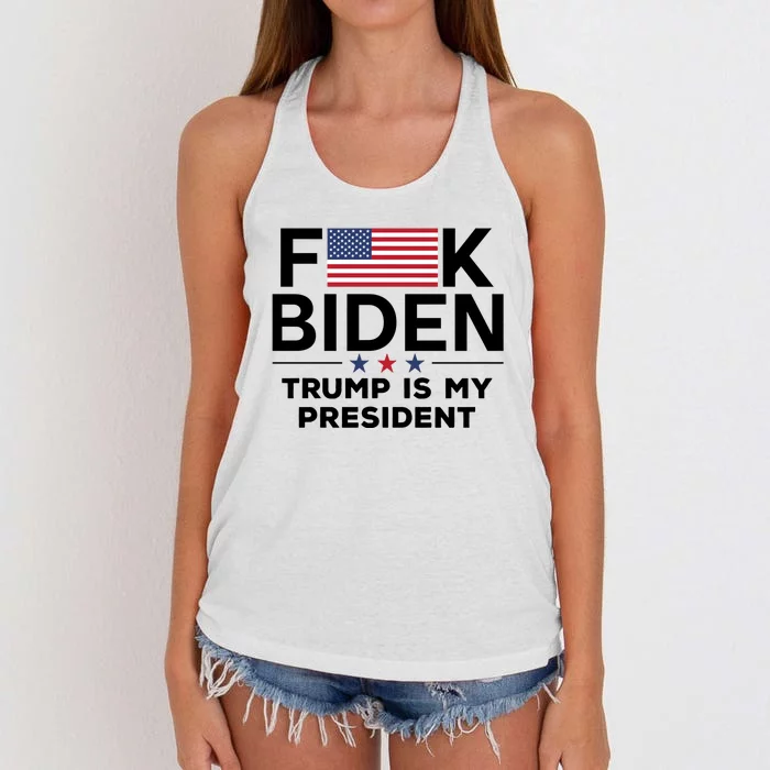 Fuck Biden Trump Is My President Women's Knotted Racerback Tank