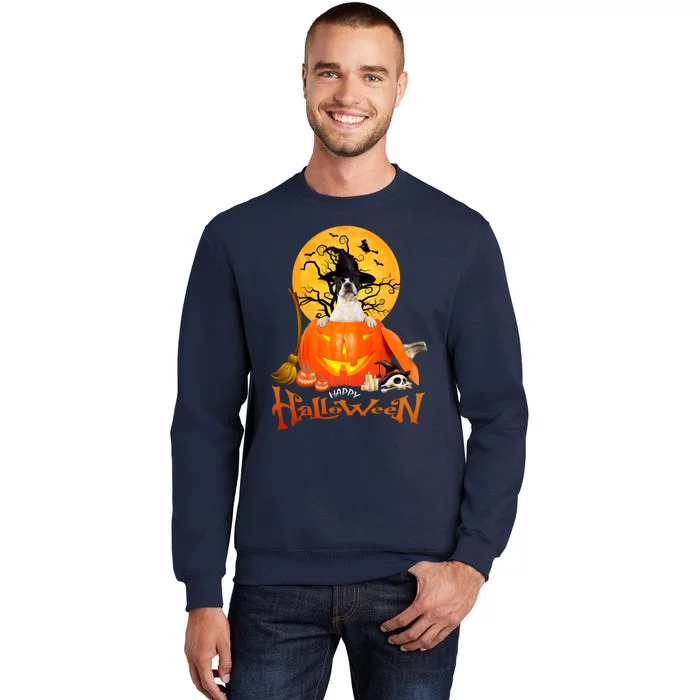 Funny Boston Terrier Dog Spooky Halloween Tall Sweatshirt