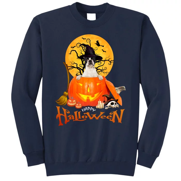 Funny Boston Terrier Dog Spooky Halloween Tall Sweatshirt