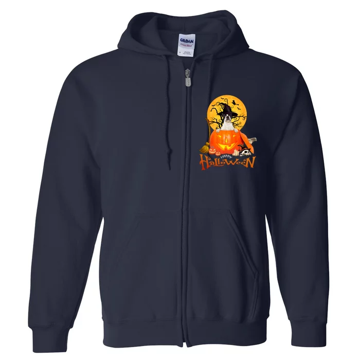 Funny Boston Terrier Dog Spooky Halloween Full Zip Hoodie