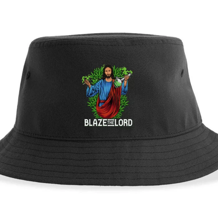 Funny Blaze The Lord High Stoned Jesus 420 Weed Lovers Gift Sustainable Bucket Hat