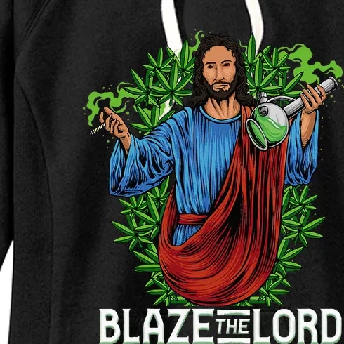 Funny Blaze The Lord High Stoned Jesus 420 Weed Lovers Gift Women's Fleece Hoodie