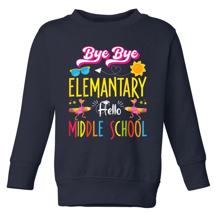 Flamingo Back to School Bye Elementary Hello Middle School Toddler Sweatshirt