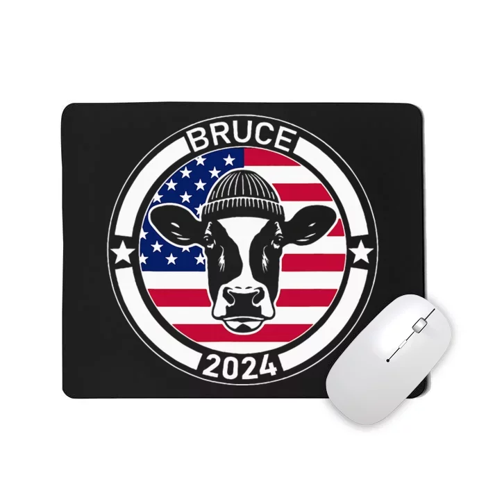 Funny Bruce The Cow Head Bruce For President 2024 Mousepad