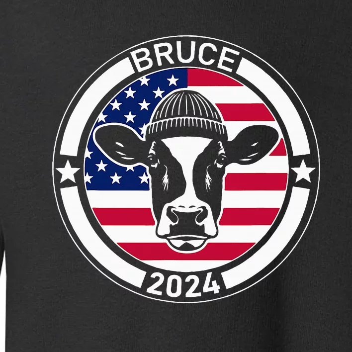 Funny Bruce The Cow Head Bruce For President 2024 Toddler Sweatshirt