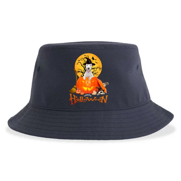 Funny Bull Terrier Dog Spooky Halloween Sustainable Bucket Hat