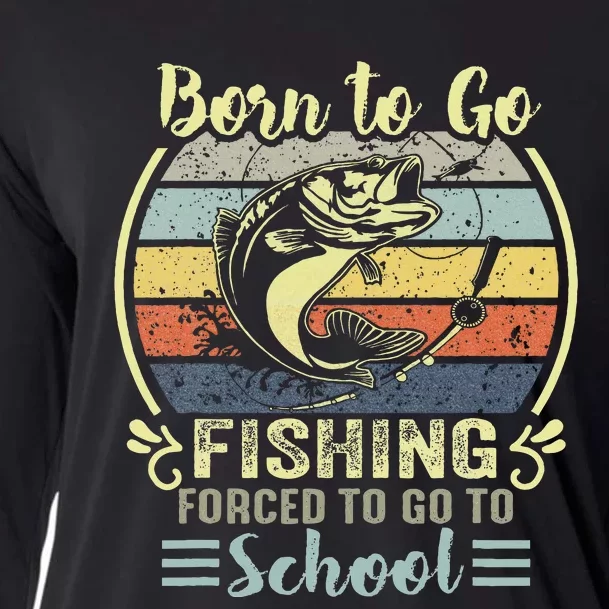 Funny Born To Go Fishing Bass Fish Fisherman Cooling Performance Long Sleeve Crew