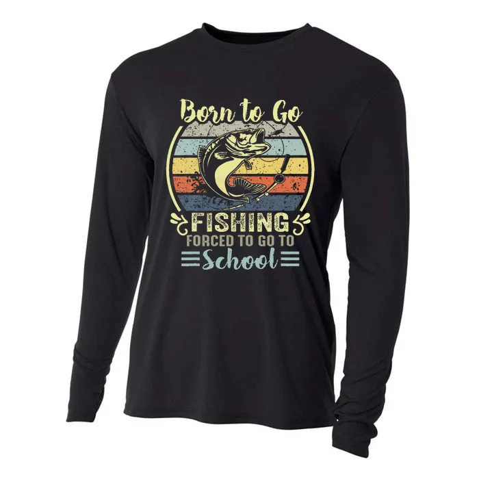 Funny Born To Go Fishing Bass Fish Fisherman Cooling Performance Long Sleeve Crew