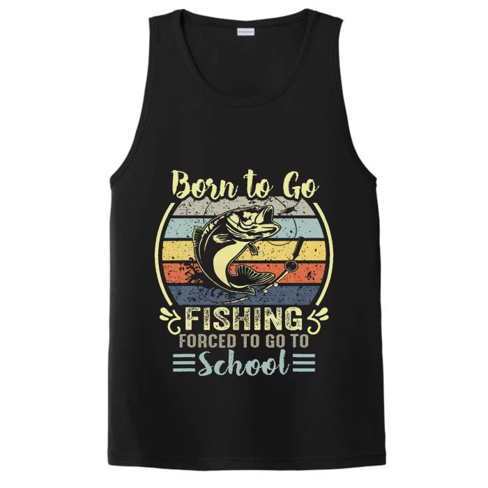 Funny Born To Go Fishing Bass Fish Fisherman Performance Tank