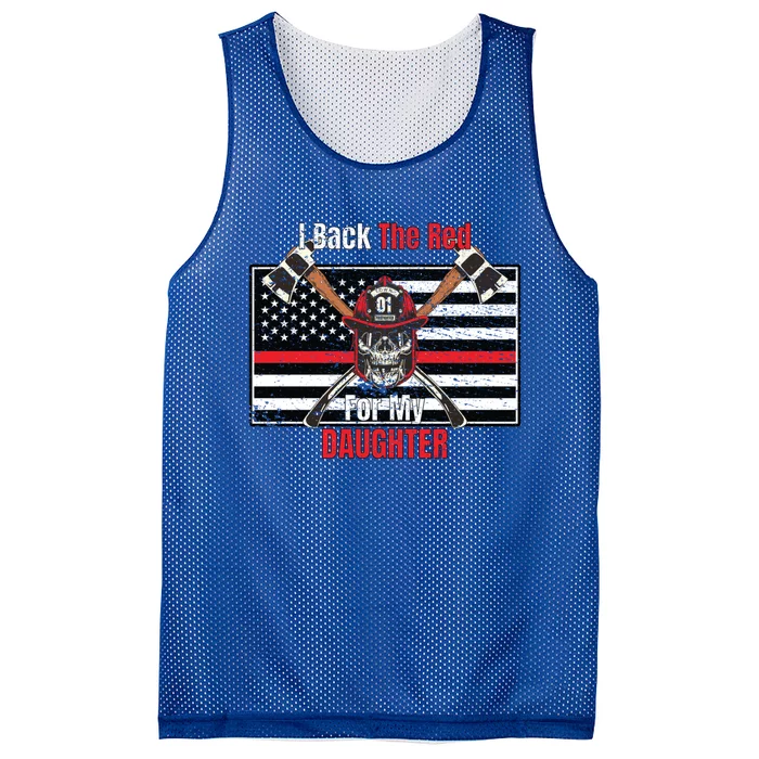 Firefighter Back The Red For My Daughter Gift Mesh Reversible Basketball Jersey Tank