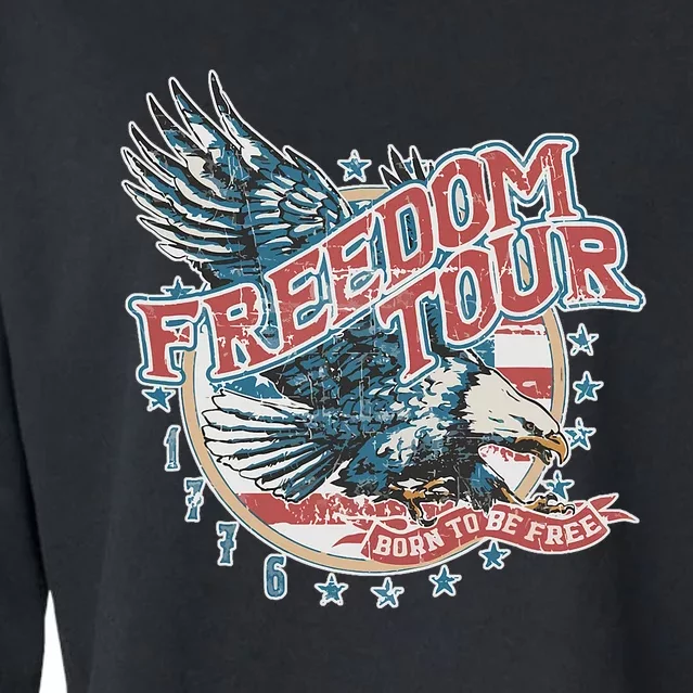 Freedom Born To Be Free 4th Of July 1776 Eagle Usa Flag Cropped Pullover Crew