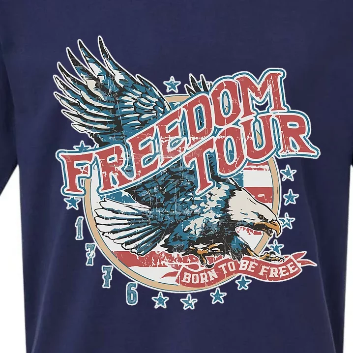 Freedom Born To Be Free 4th Of July 1776 Eagle Usa Flag Sueded Cloud Jersey T-Shirt