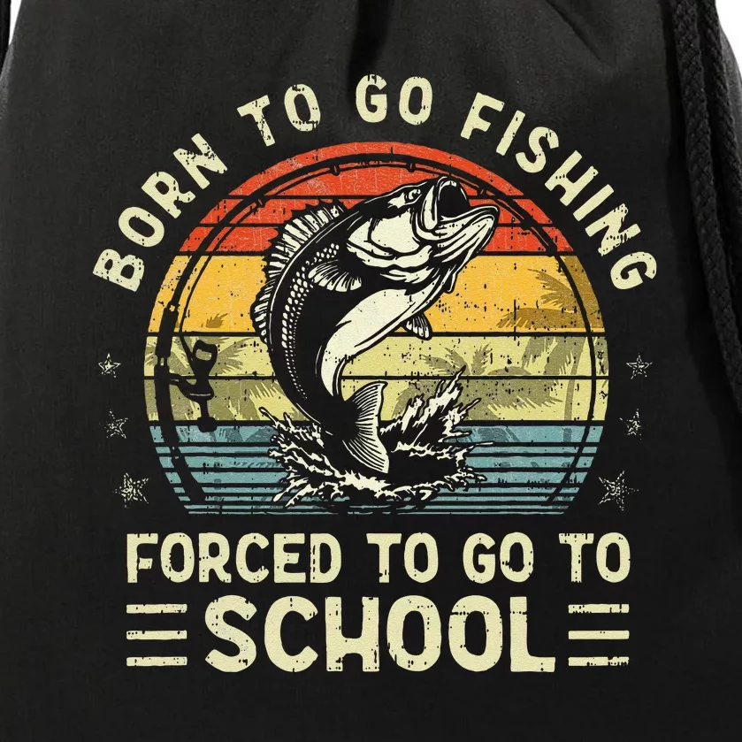 Funny Born To Go Fishing Bass Fish Fisherman Kids Drawstring Bag