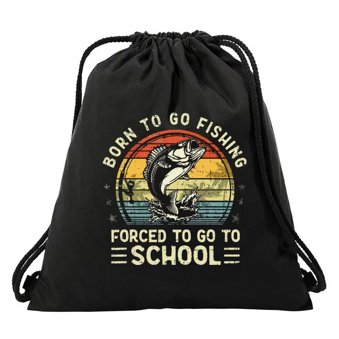 Funny Born To Go Fishing Bass Fish Fisherman Kids Drawstring Bag