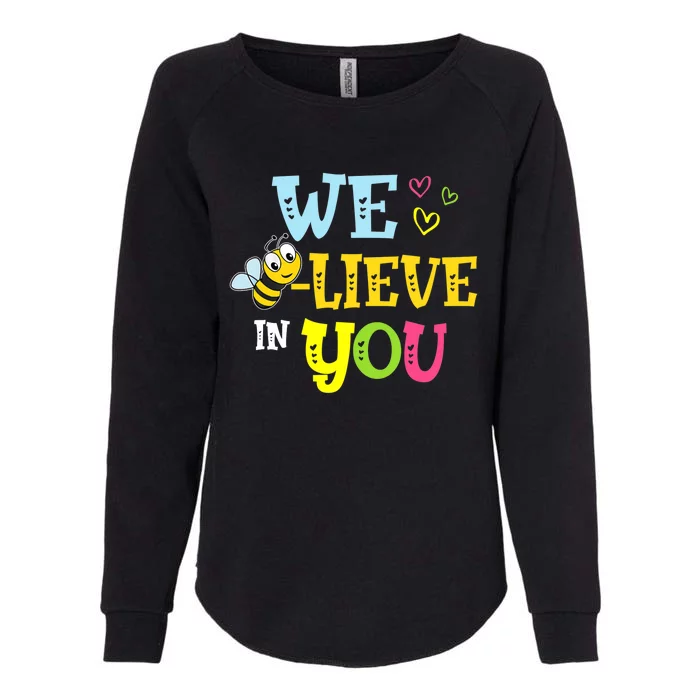 Funny Bee Testing Rock The Test Day Teacher Womens California Wash Sweatshirt