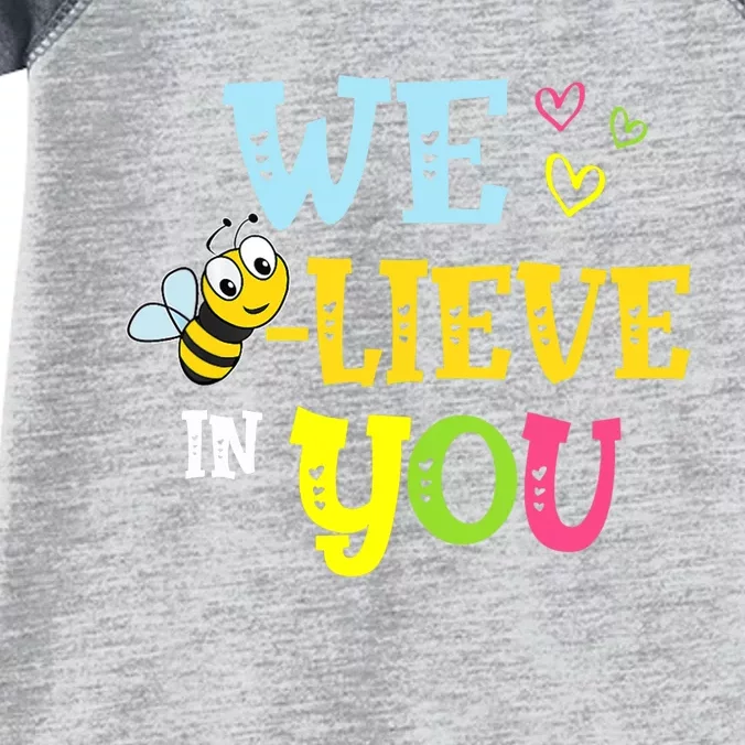 Funny Bee Testing Rock The Test Day Teacher Infant Baby Jersey Bodysuit