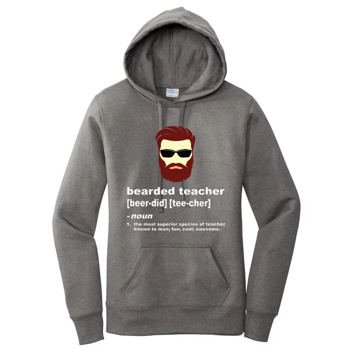 Funny Beard Teacher Teacher Appreciation Gift For Women's Pullover Hoodie