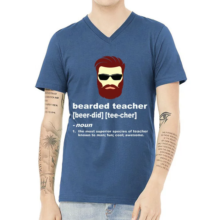 Funny Beard Teacher Teacher Appreciation Gift For V-Neck T-Shirt