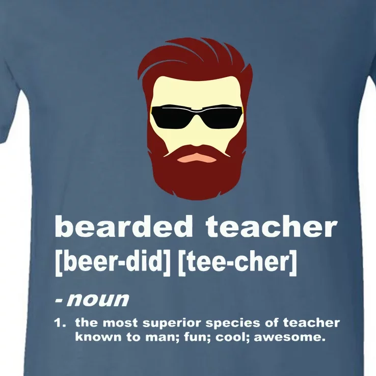 Funny Beard Teacher Teacher Appreciation Gift For V-Neck T-Shirt