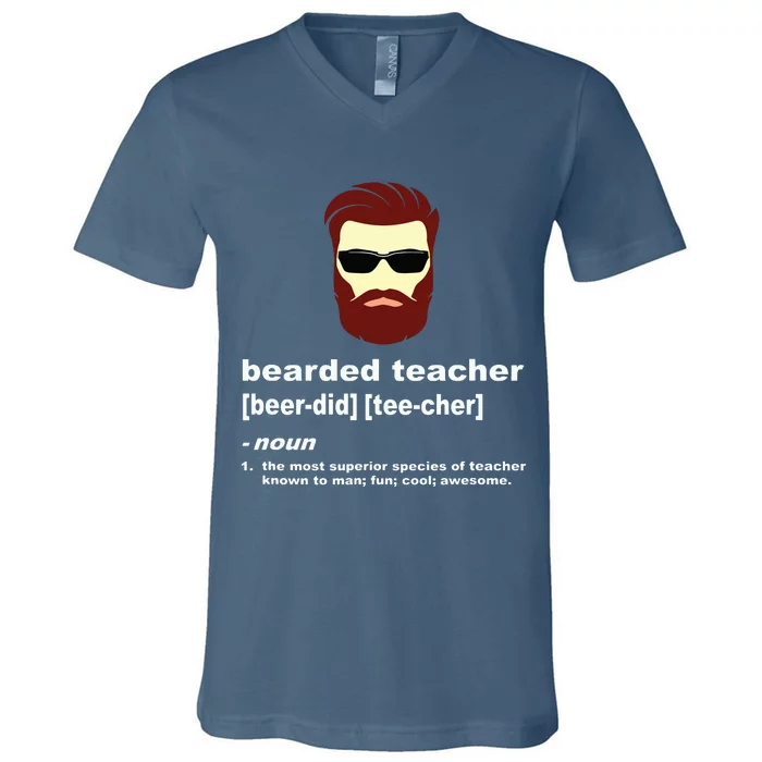 Funny Beard Teacher Teacher Appreciation Gift For V-Neck T-Shirt