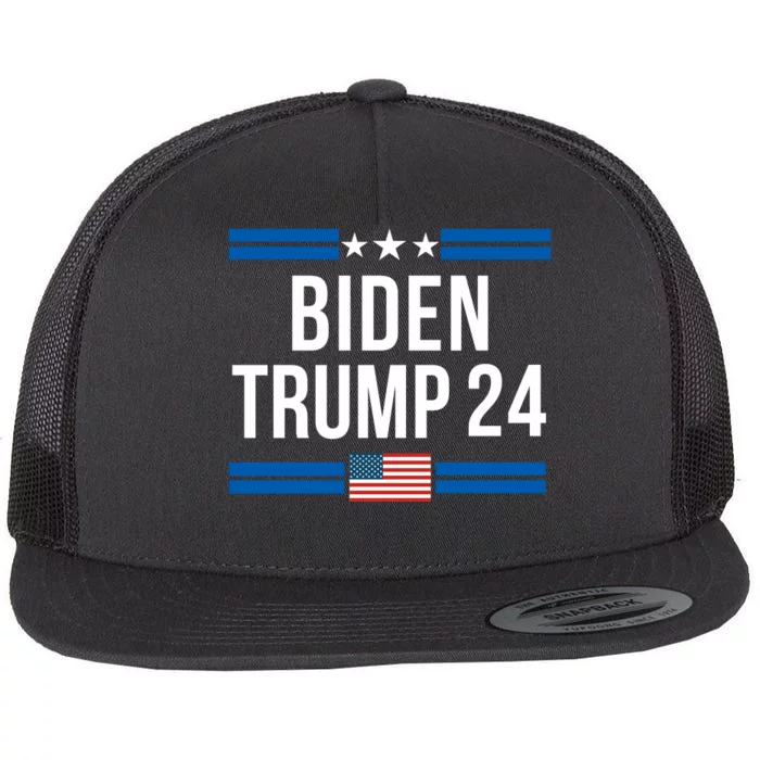 Funny Biden Trump Ticket 2024 President Biden And Vice President Trump Flat Bill Trucker Hat