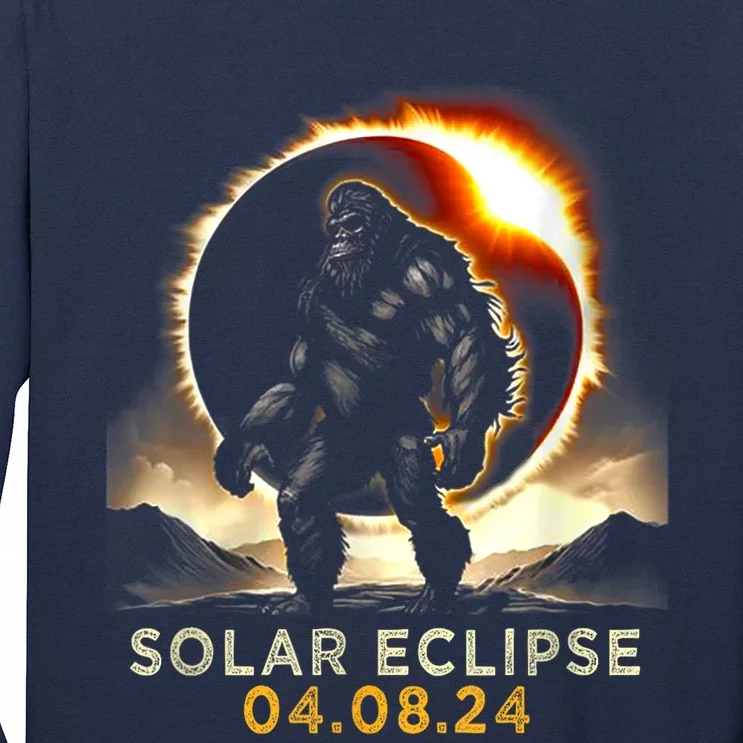 Funny Bigfoot Total Solar Eclipse 4.08.2024 Apparel Long Sleeve Shirt