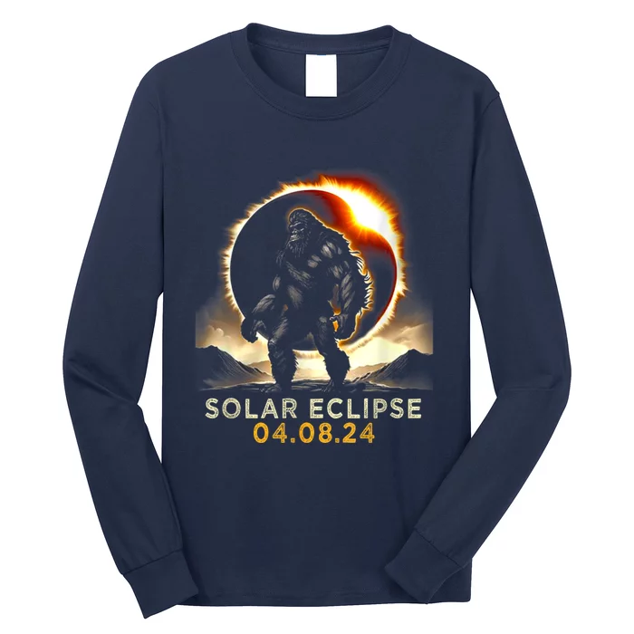 Funny Bigfoot Total Solar Eclipse 4.08.2024 Apparel Long Sleeve Shirt