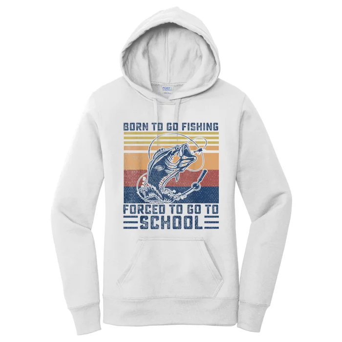 Funny Born To Go Fishing Bass Fish Fisherman Boys Kids Women's Pullover Hoodie