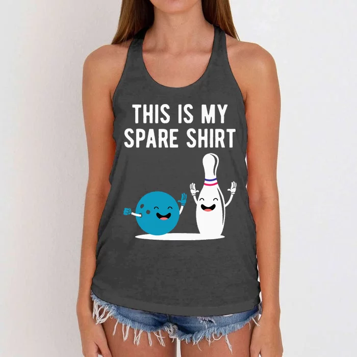 Funny Bowling This Is My Spare Bowler Bowl Sport Gift Women's Knotted Racerback Tank