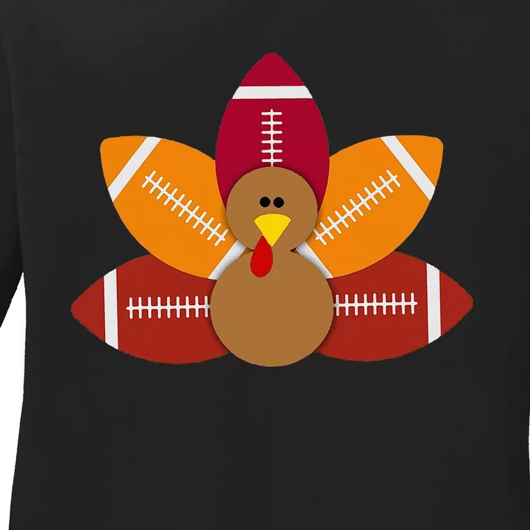 Funny Baby Turkey And Football Balls Sport Lovers Ladies Long Sleeve Shirt